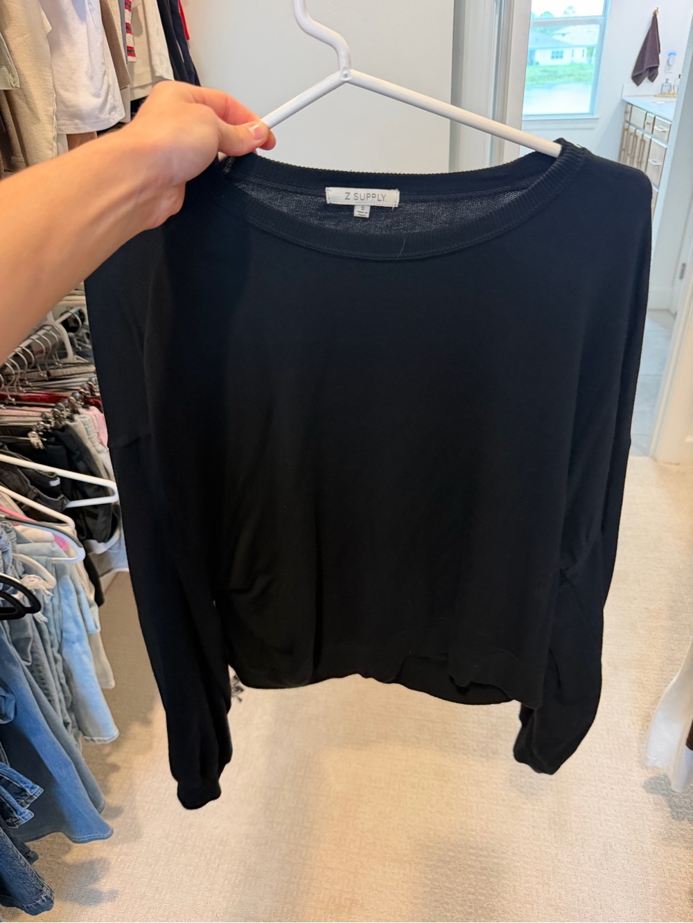 Z Supply Black Lightweight Crewneck Pullover